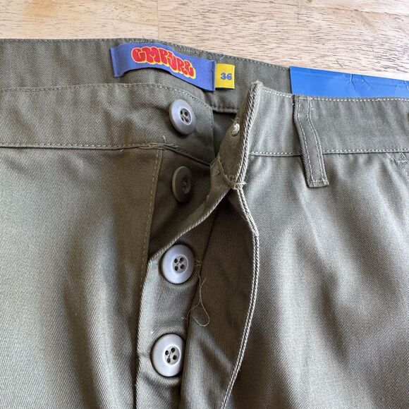 Empyre Pants 36 39x29 Green Cotton Relax Loose Cargo Skate Zumiez Button Fly NEW - Picture 4 of 12